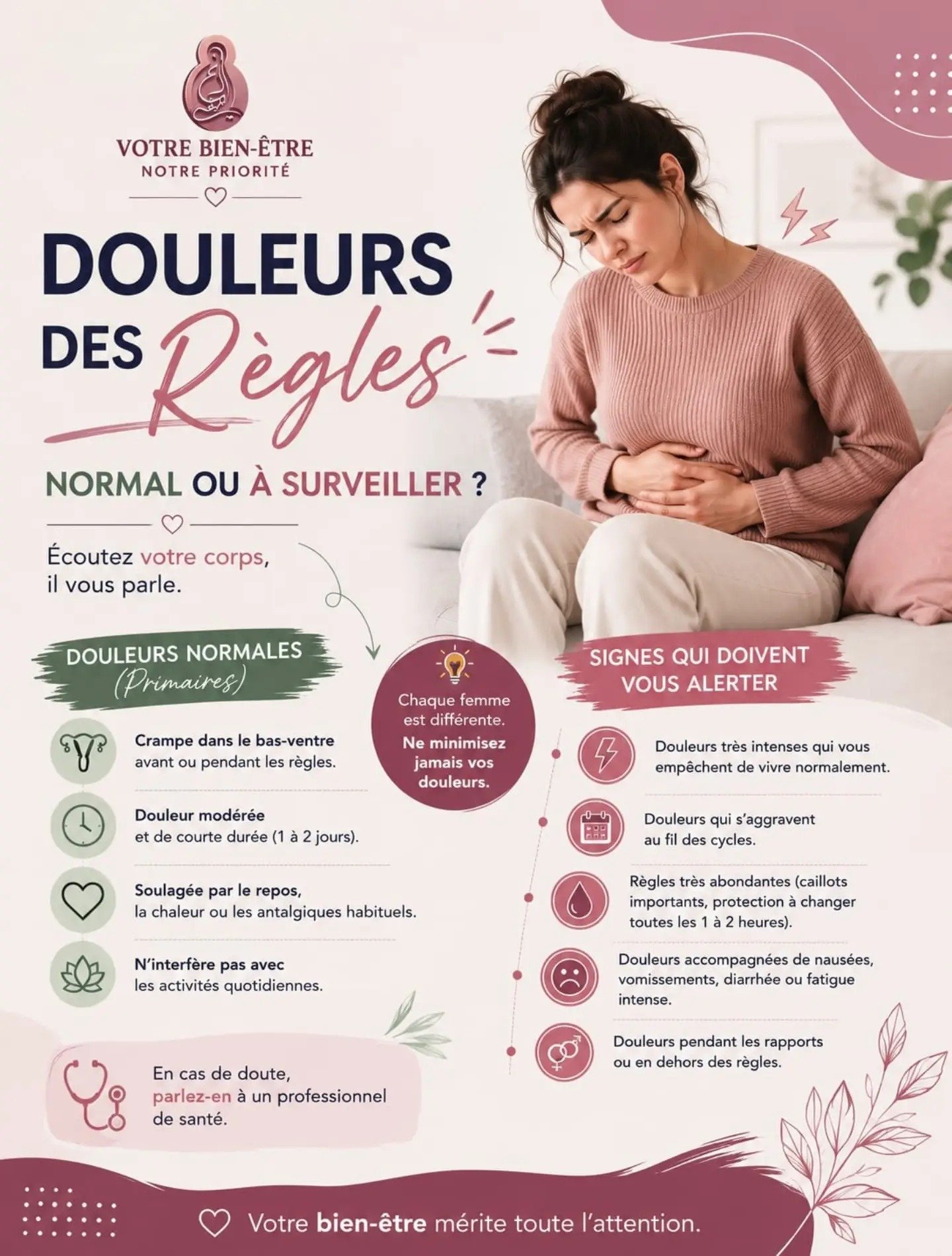 Conseil santé : douleurs des règles, normal ou à surveiller